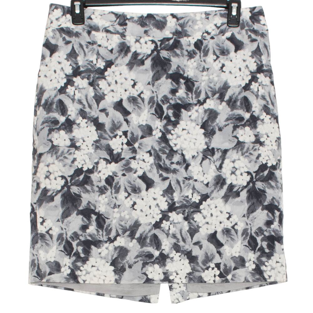 Talbots Womens Skirt Floral Pencil Career Office Gray White Plus Size 14 BD
